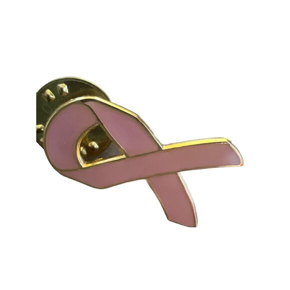 Pink Breast Cancer Awareness Ribbon Enamel Pin Brooch 1 inch - Picture 5 of 9